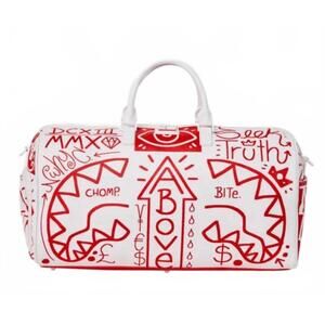 NEW SPRAYGROUND unisex danger danger duffle bag in white